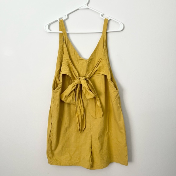 SHEIN Pants - Shein Mustard Yellow Ribbon-Front Romper Excellent Condition Medium